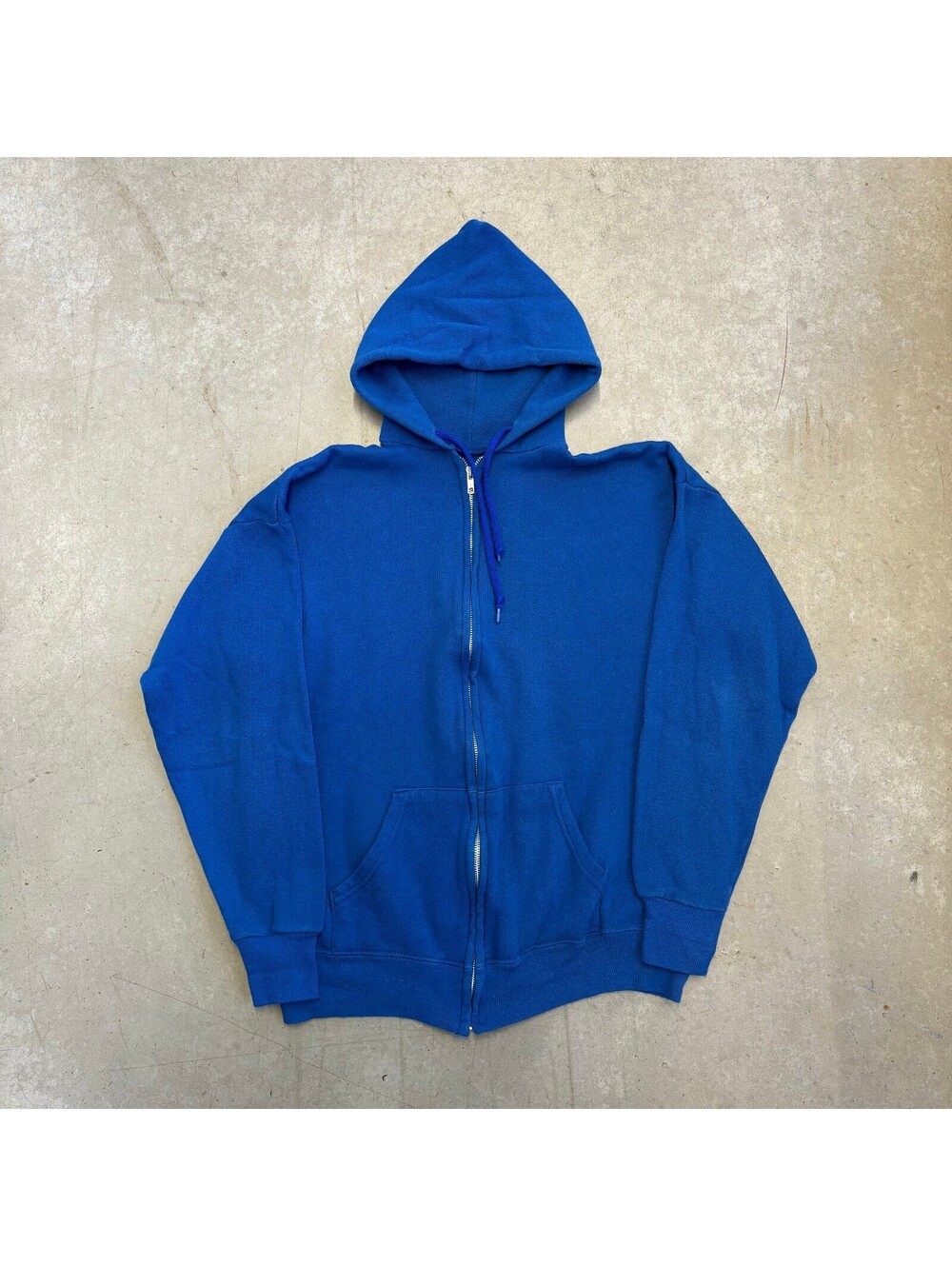 Vintage 80s 20/20 Sport Blank Full Zip Hoodie Large Blue